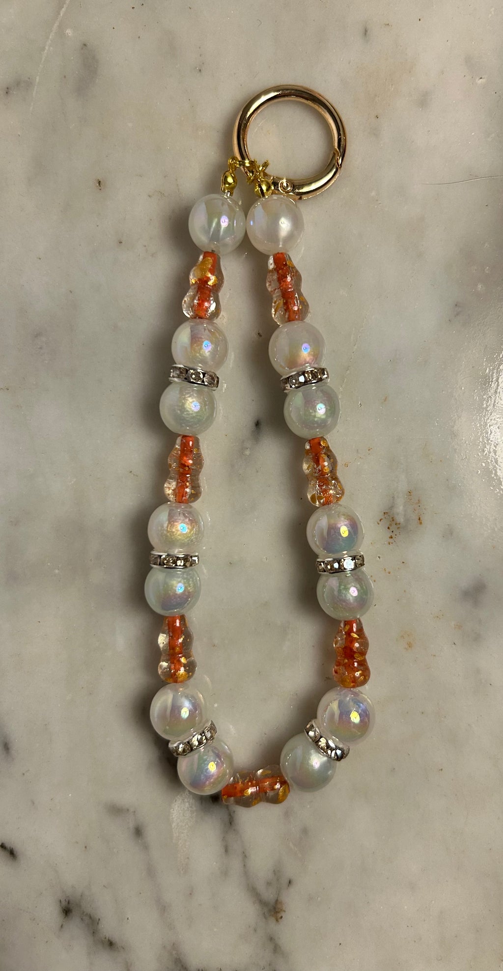 Golden Ember – Handmade Beaded Phone & Bag Charm