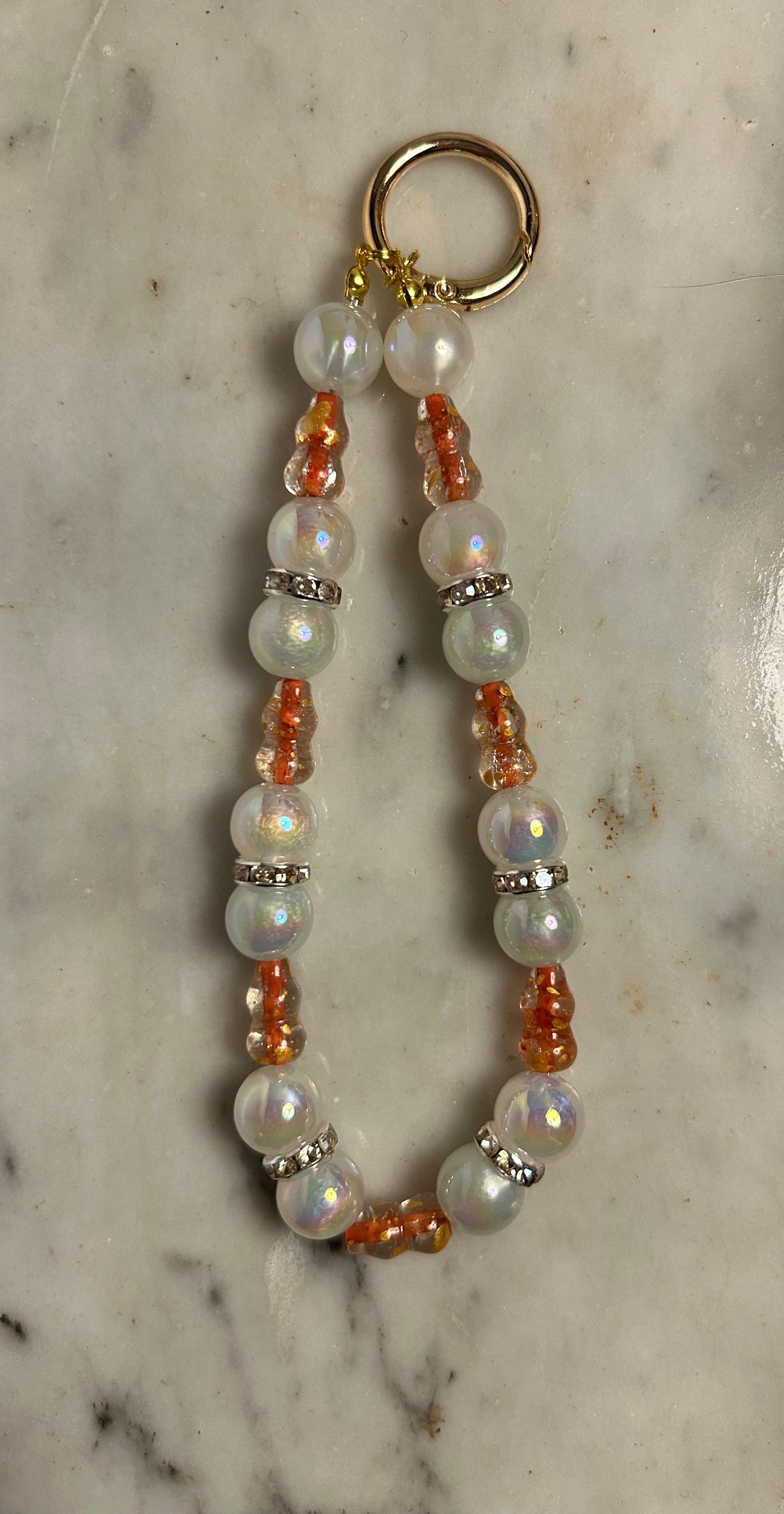 Golden Ember – Handmade Beaded Phone & Bag Charm