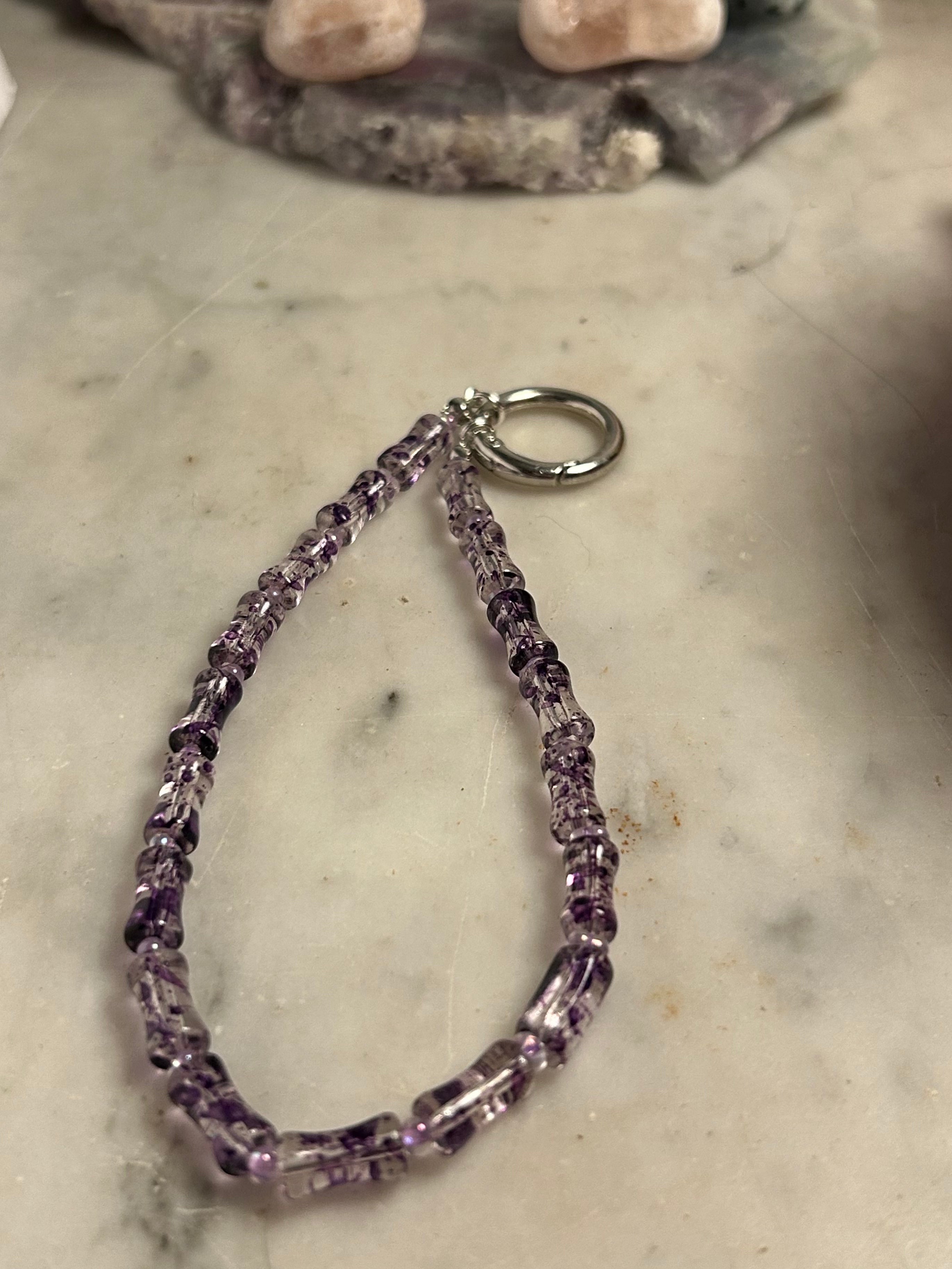 Amethyst Whisper – Handmade Beaded Phone & Bag Charm