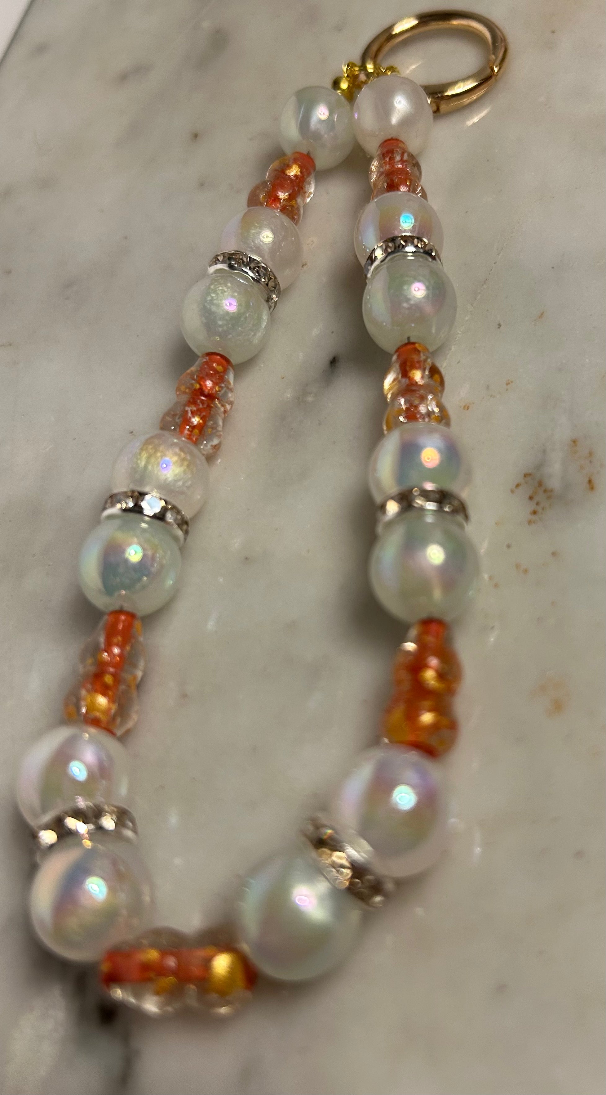 Golden Ember – Handmade Beaded Phone & Bag Charm