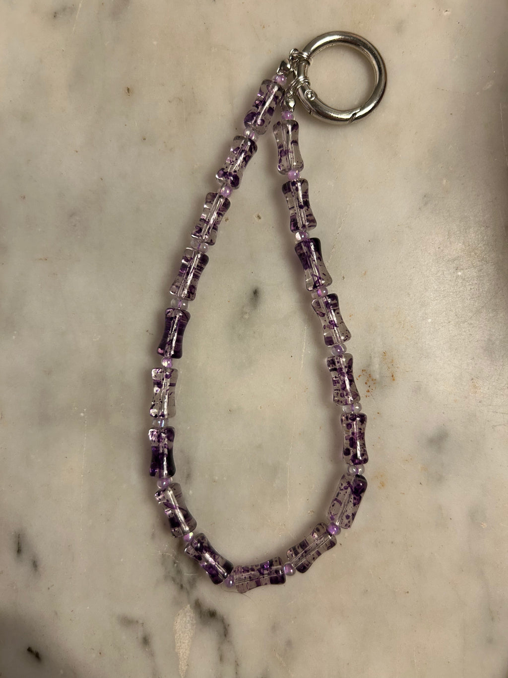 Amethyst Whisper – Handmade Beaded Phone & Bag Charm