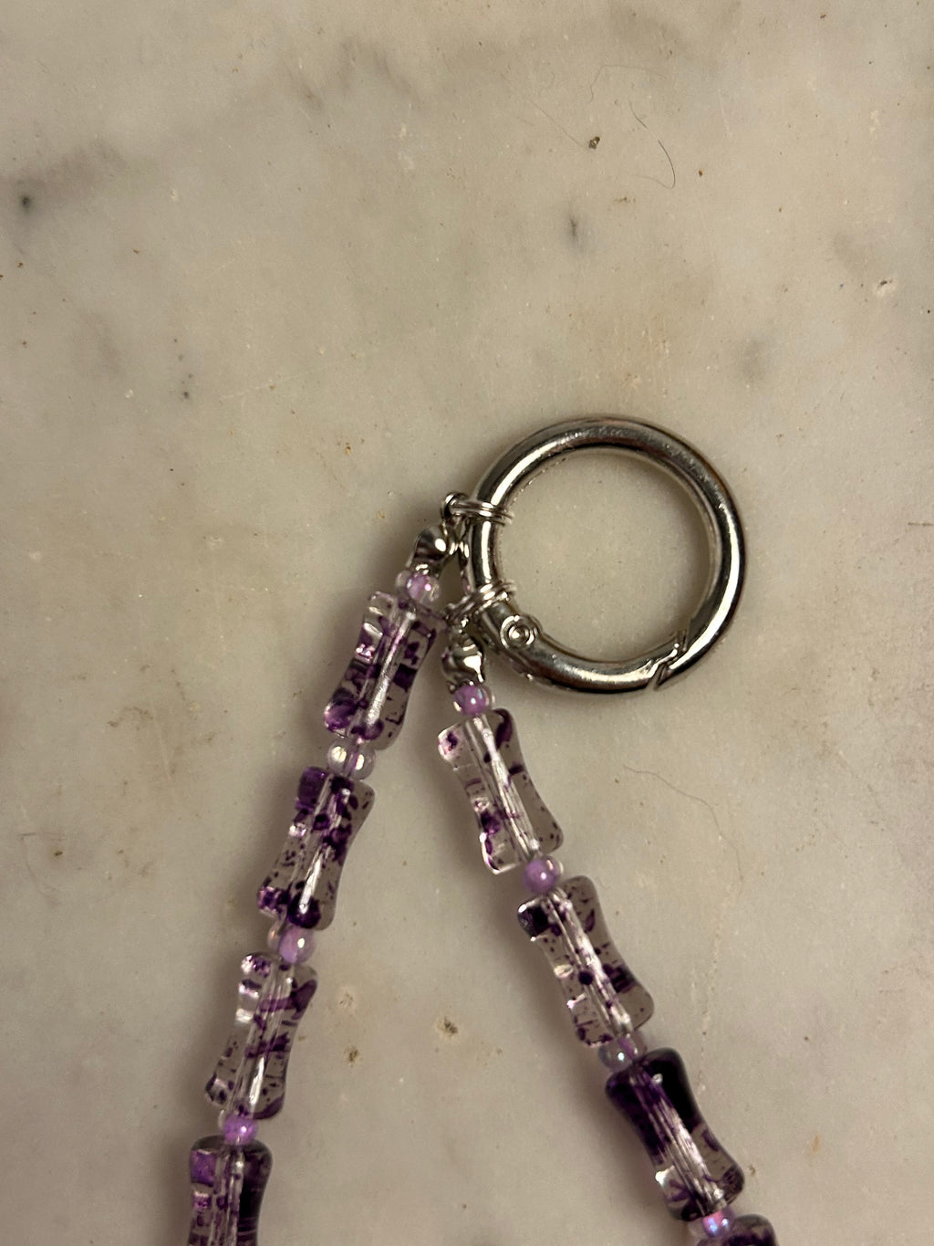 Amethyst Whisper – Handmade Beaded Phone & Bag Charm