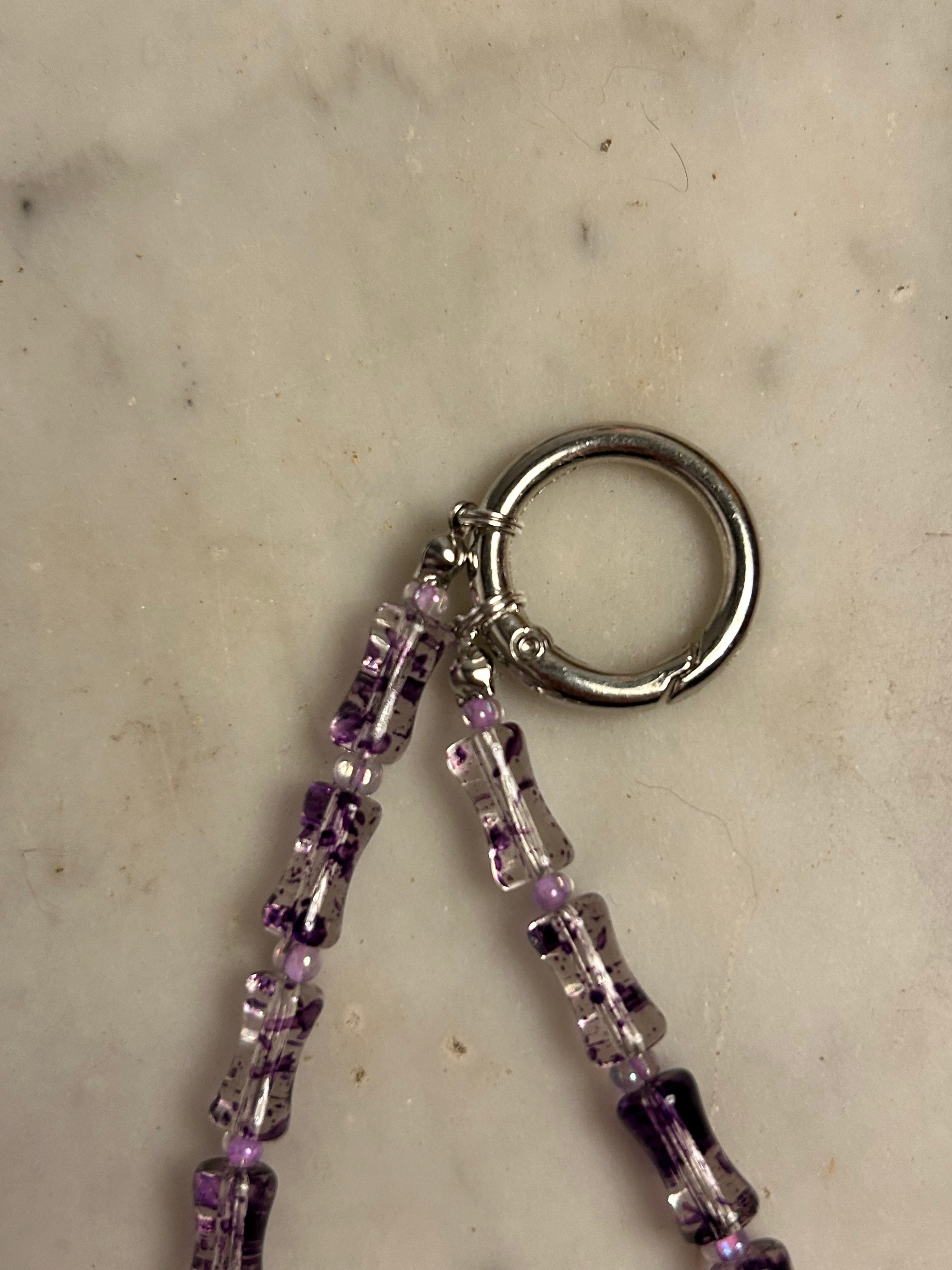 Amethyst Whisper – Handmade Beaded Phone & Bag Charm