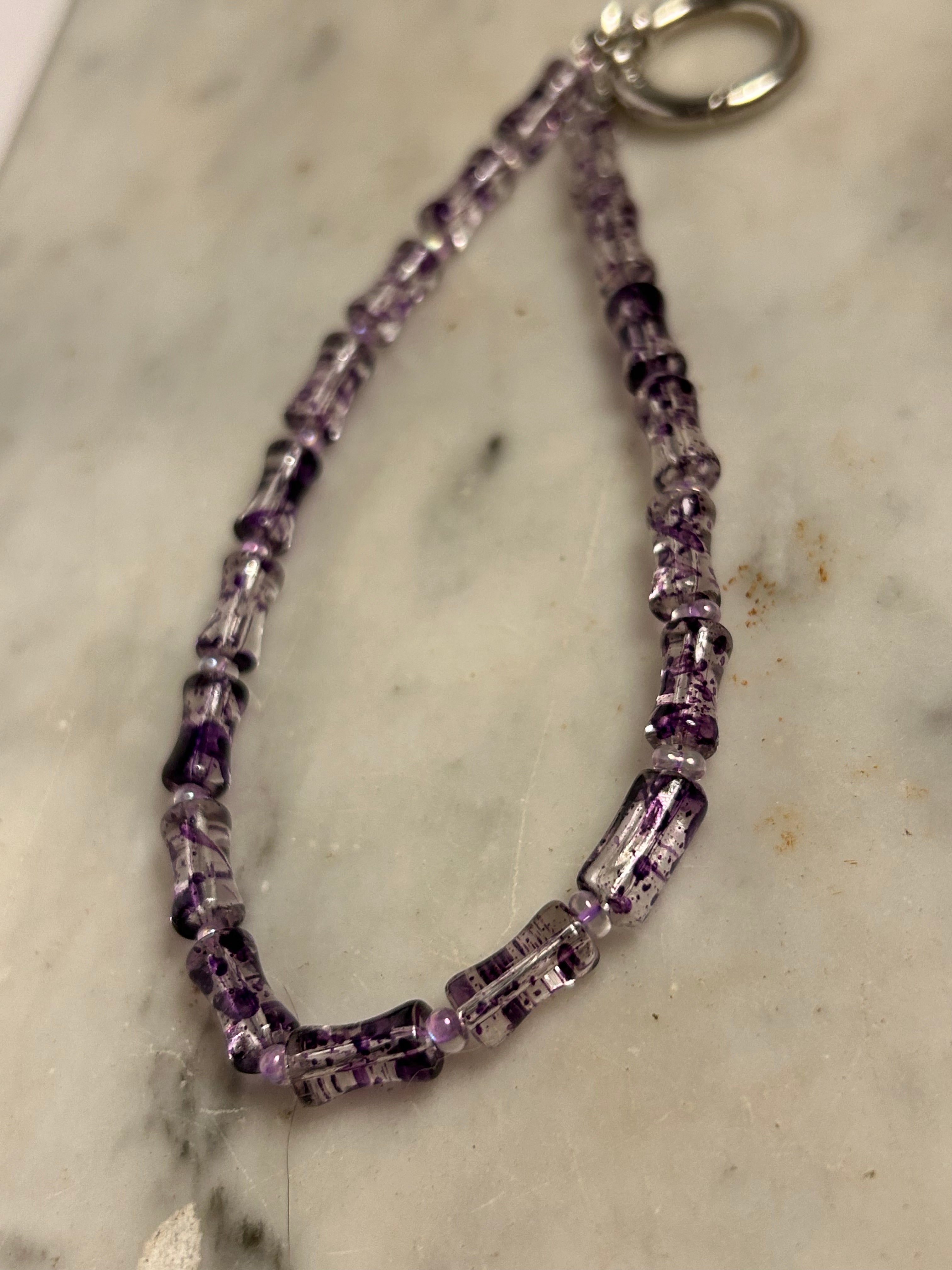 Amethyst Whisper – Handmade Beaded Phone & Bag Charm