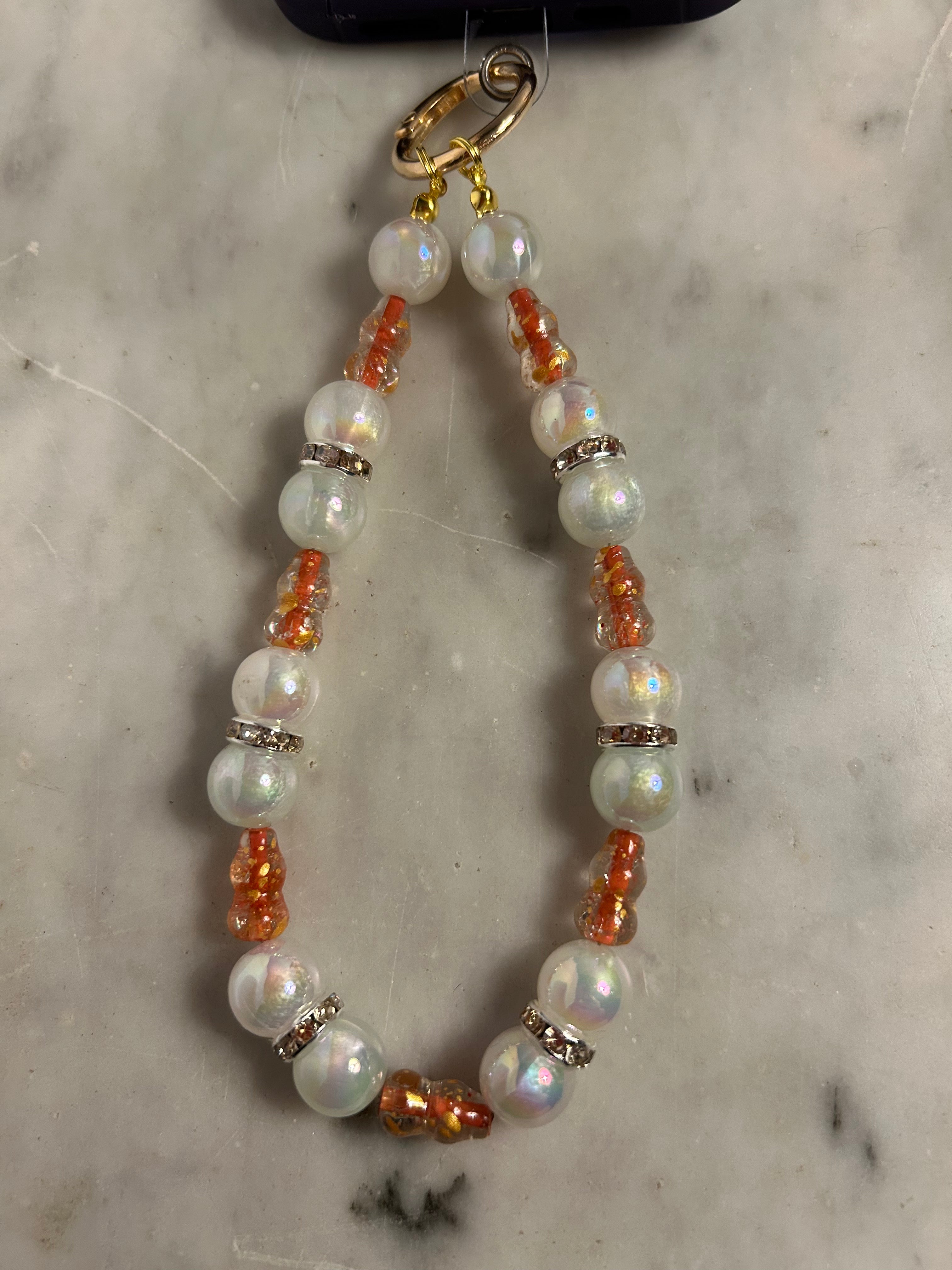 Golden Ember – Handmade Beaded Phone & Bag Charm