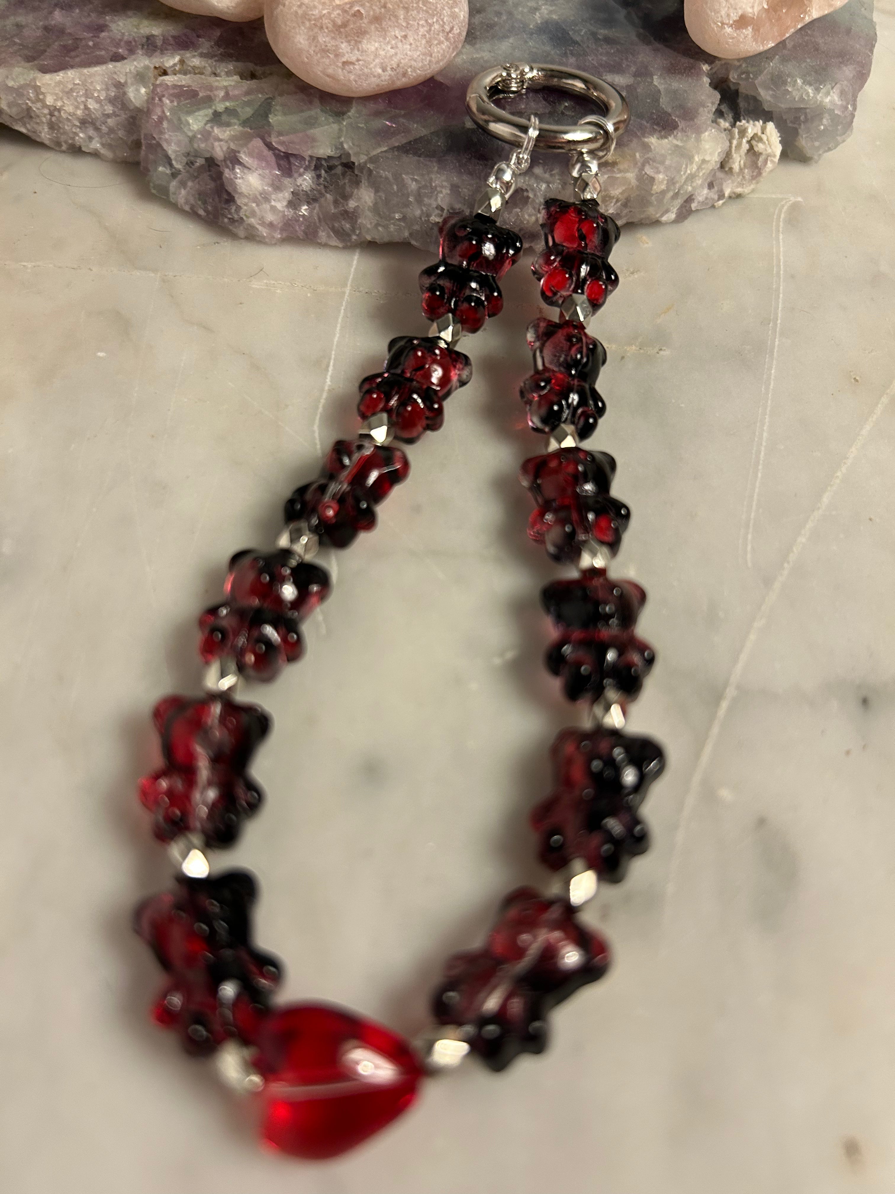 Midnight Berry – Handmade Beaded Phone & Bag Charm