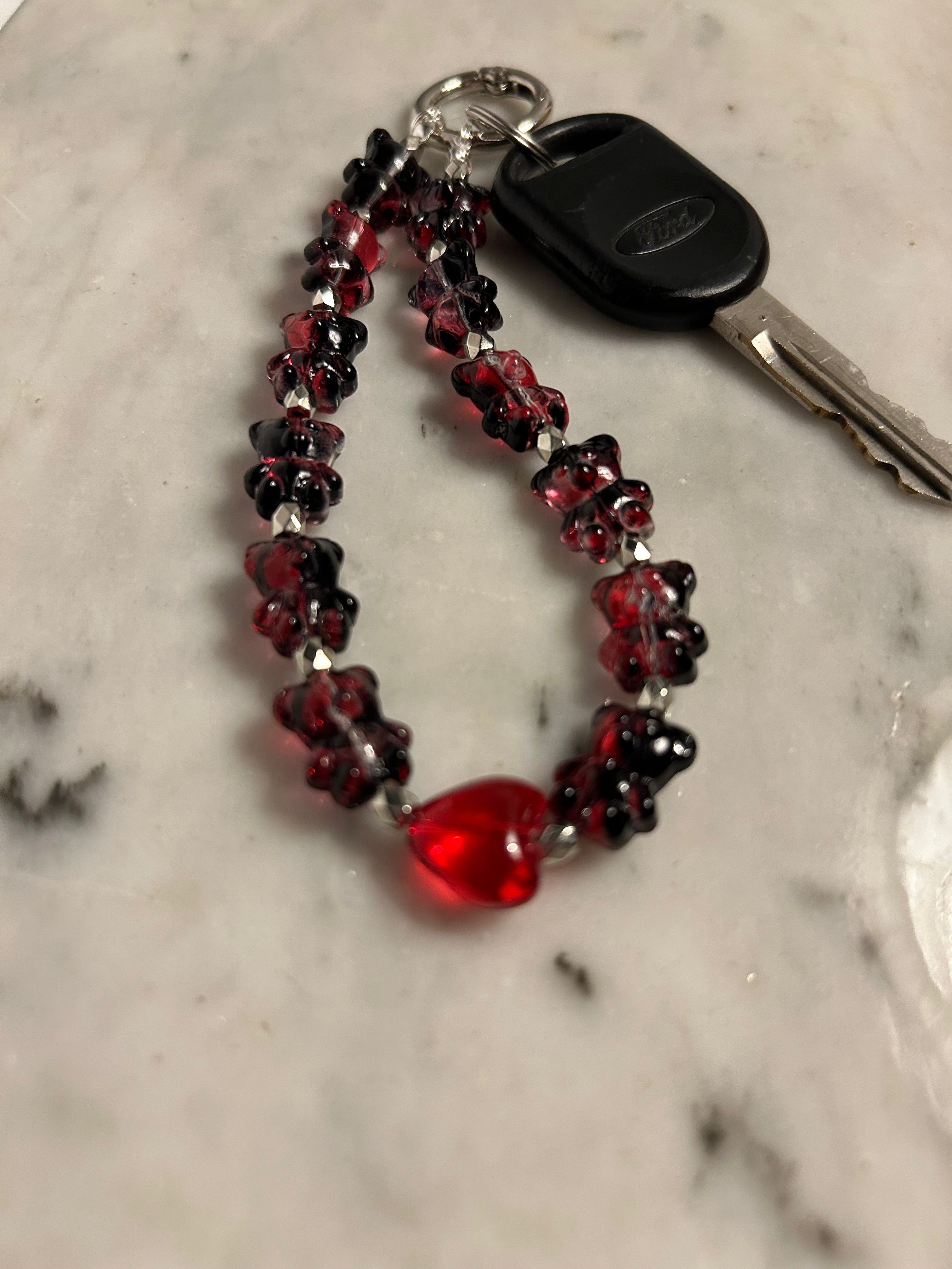 Midnight Berry – Handmade Beaded Phone & Bag Charm